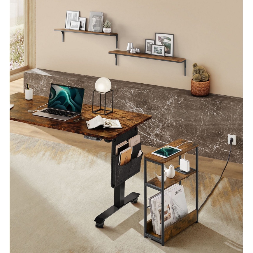 Beistelltisch mit integrierter Steckdose und USB-Anschlüssen ROD Braun/Schwarz