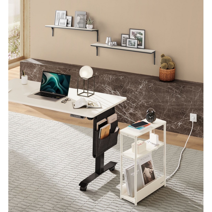 Beistelltisch mit integrierter Steckdose und USB-Anschlüssen ROD weiß/creme