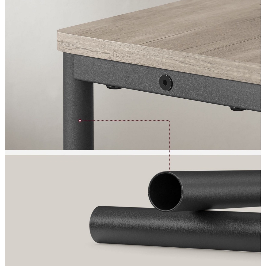 Beistelltisch ROD mit integrierter Steckdose und USB-Anschlüssen, braun/schwarz