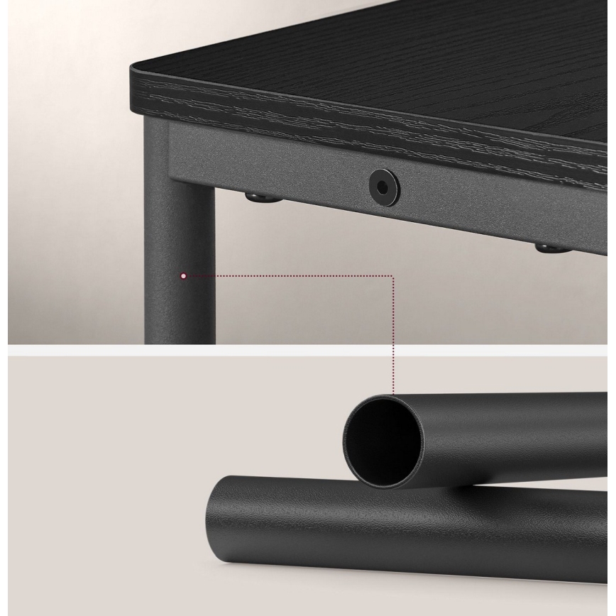 Beistelltisch ROD mit integrierter Steckdose und USB-Anschlüssen, schwarz