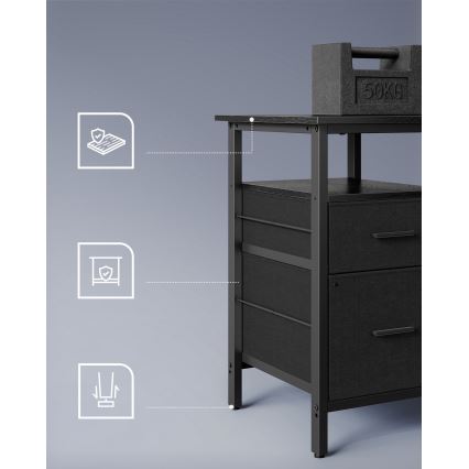 Beleuchteter Schreibtisch SOLEA-X, Braun/Schwarz