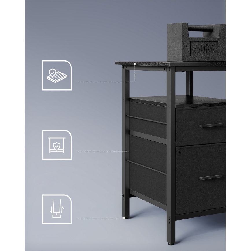 Beleuchteter Schreibtisch SOLEA-X, Braun/Schwarz