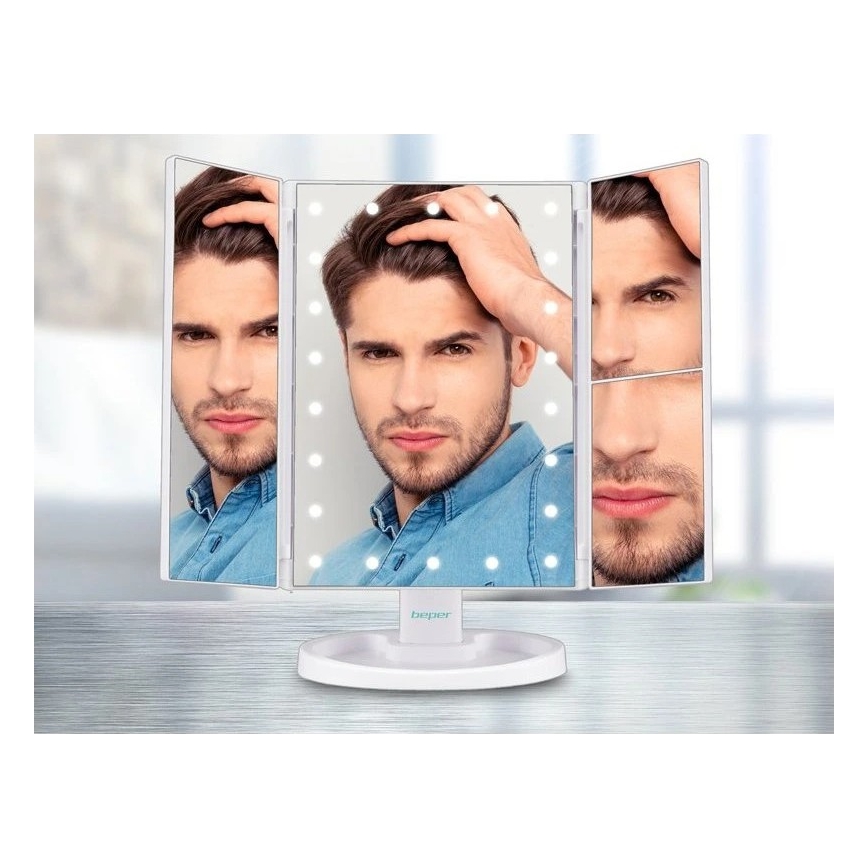 Beper - Kosmetikspiegel mit LED-Beleuchtung 4xAAA/5V