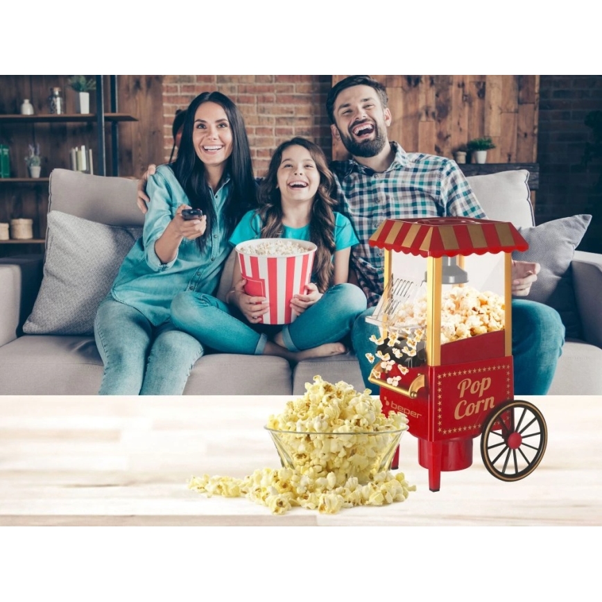 Beper - Popcornmaschine 1200W/230V rot