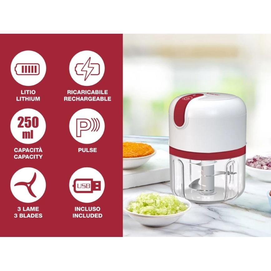 Beper - Wiederaufladbarer Zerkleinerer 30W/5V 1500 mAh 250 ml