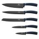 BerlingerHaus - Edelstahl Messerset mit Magnetständer 6 Stück blau/schwarz