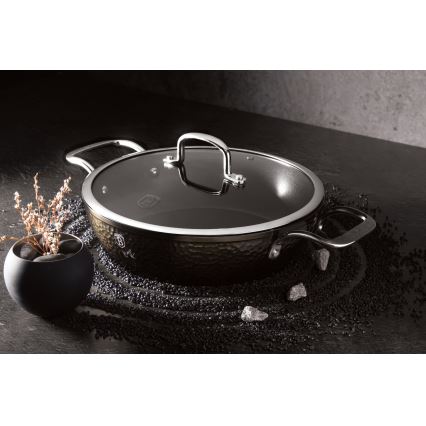 BerlingerHaus - Flacher Topf mit Titanbeschichtung + Deckel 28 cm schwarz