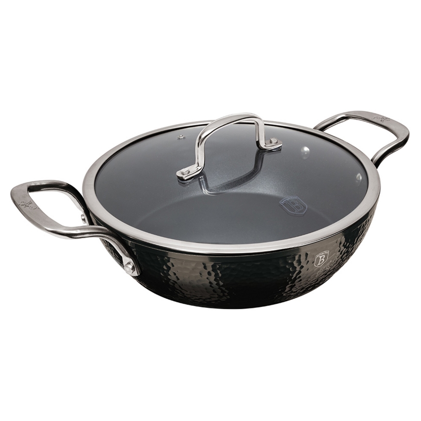 BerlingerHaus - Flacher Topf mit Titanbeschichtung + Deckel 28 cm schwarz