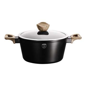 BerlingerHaus - Kasserolle mit Marmoroberfläche + Deckel 20 cm schwarz/braun