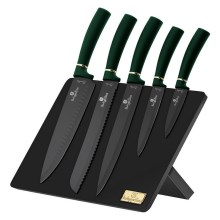 BerlingerHaus - Messerset aus Edelstahl mit Magnetständer 6-teilig grün/schwarz