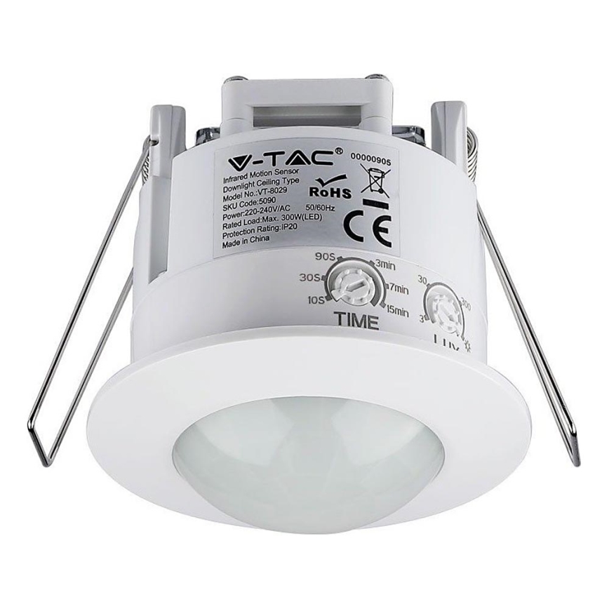 Bewegungsmelder eingebaut PIR 360° 300W/230V weiß