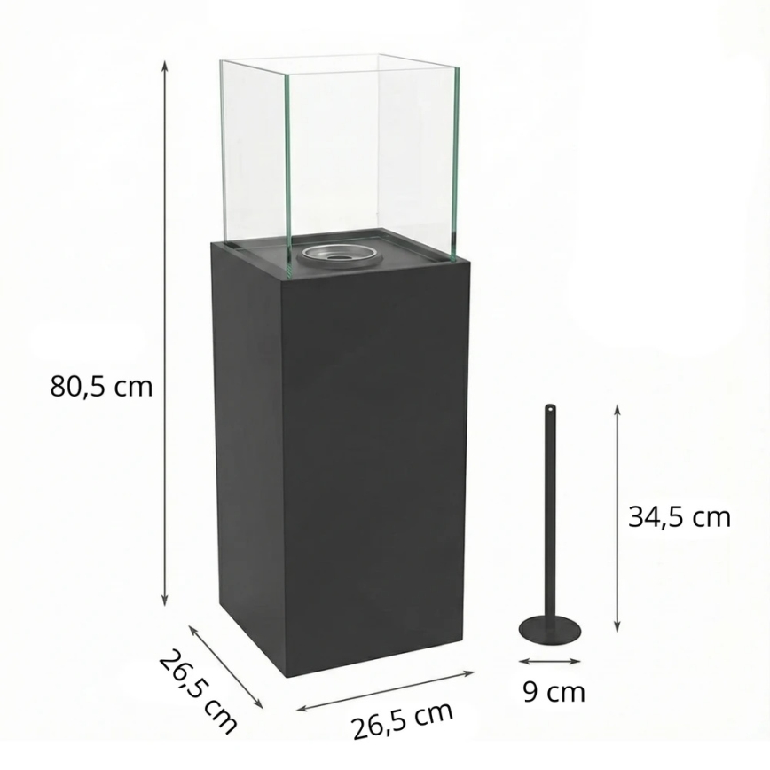 Bio-Kamin ALICANTE 26,5x80,5 cm 2kW schwarz