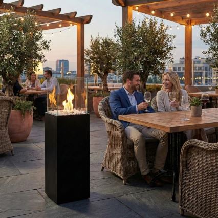 Bio-Kamin ALICANTE 26,5x80,5 cm 2kW schwarz + Schutzabdeckung