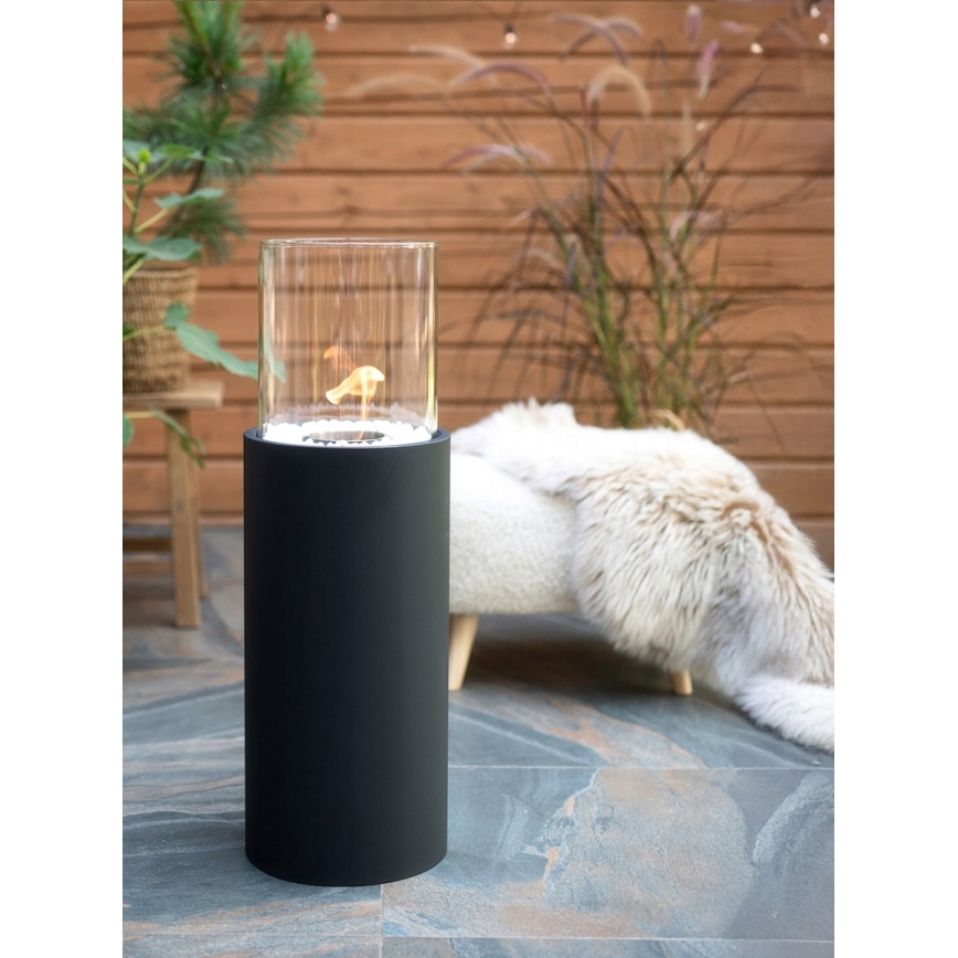 Bio-Kamin ROMA 26,5x80,5 cm 2kW schwarz + Schutzabdeckung