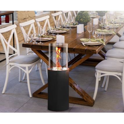 Bio-Kamin ROMA 26,5x80,5 cm 2kW schwarz + Schutzabdeckung