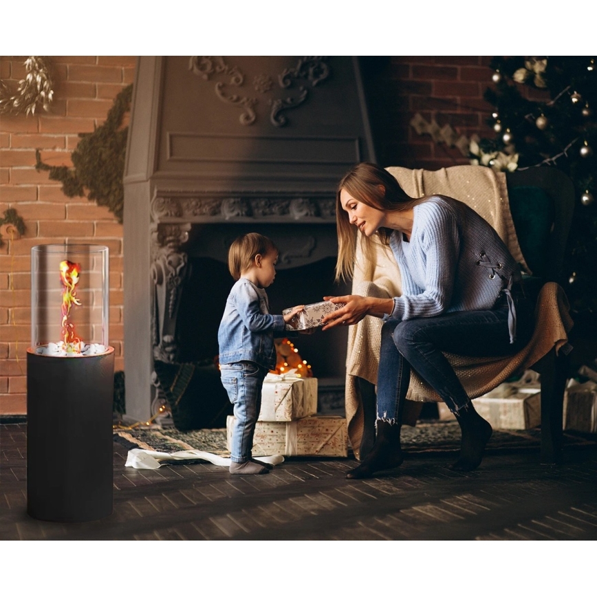 Bio-Kamin ROMA 26,5x80,5 cm 2kW schwarz + Schutzabdeckung