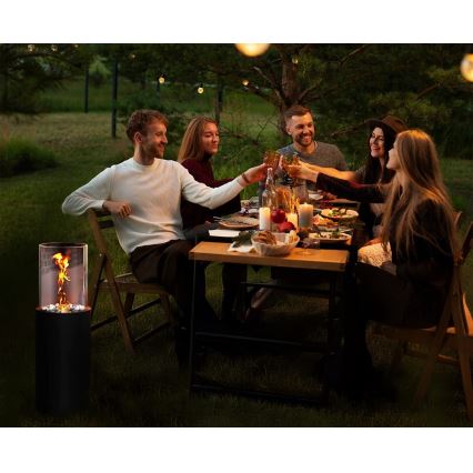 Bio-Kamin ROMA 26,5x80,5 cm 2kW schwarz + Schutzabdeckung