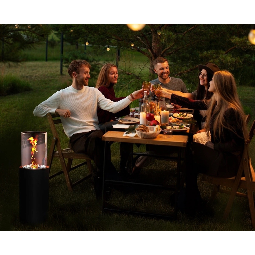 Bio-Kamin ROMA 26,5x80,5 cm 2kW schwarz + Schutzabdeckung