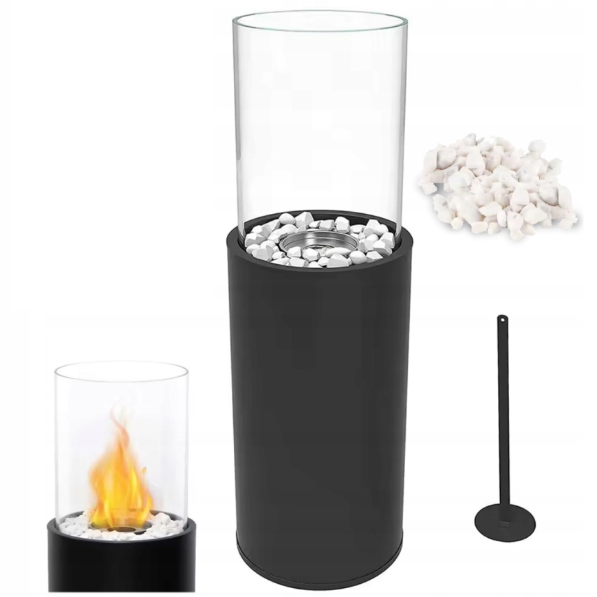 Bio-Kamin ROMA 26,5x80,5 cm 2kW schwarz + Schutzabdeckung