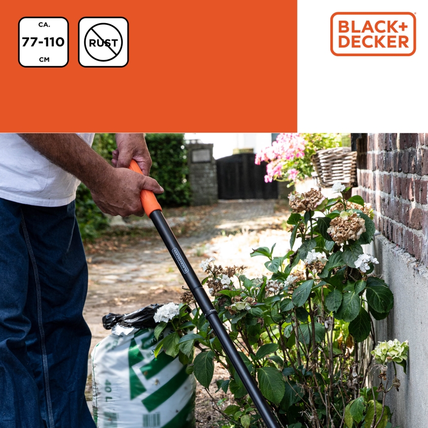 BLACK+DECKER - Ausziehbarer Rechen 77-110 cm