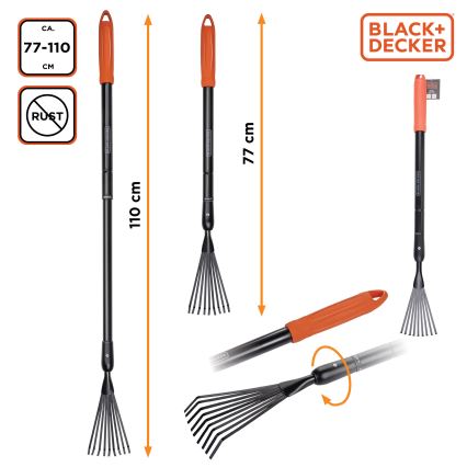 BLACK+DECKER - Ausziehbarer Rechen 77-110 cm