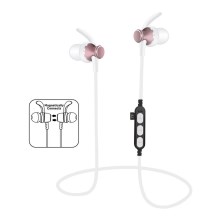 Bluetooth-Kopfhörer mit Mikrofon und MicroSD-Player weiß/rosa