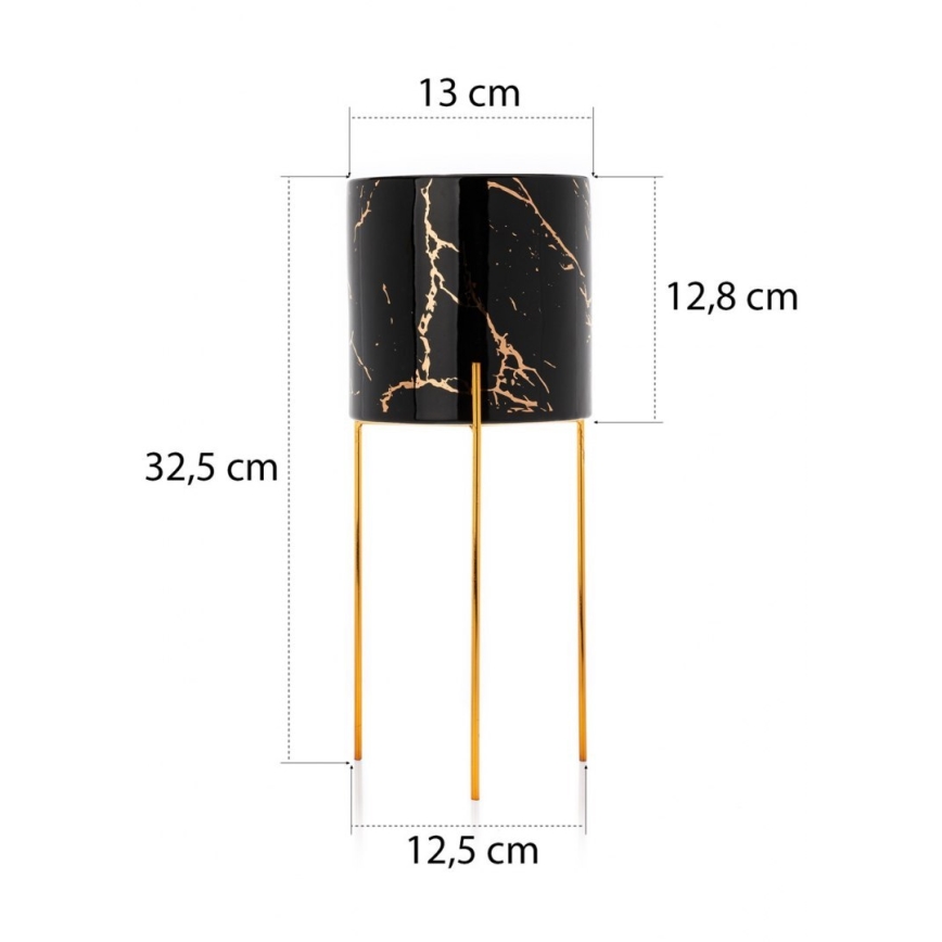 Blumenständer NILA 32,5x13 cm schwarz/gold