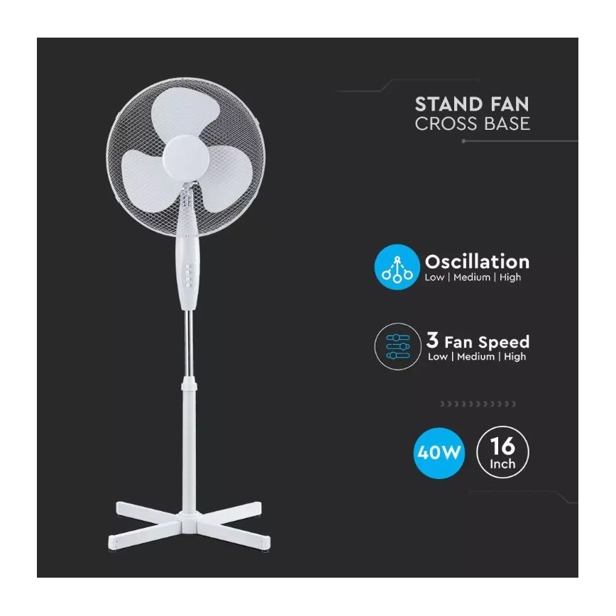 Bodenventilator 40W 60cm weiß
