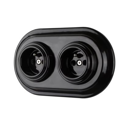 Bohemia-Design - Doppel-Fotorahmen im Retro-Stil aus Porzellan, schwarz