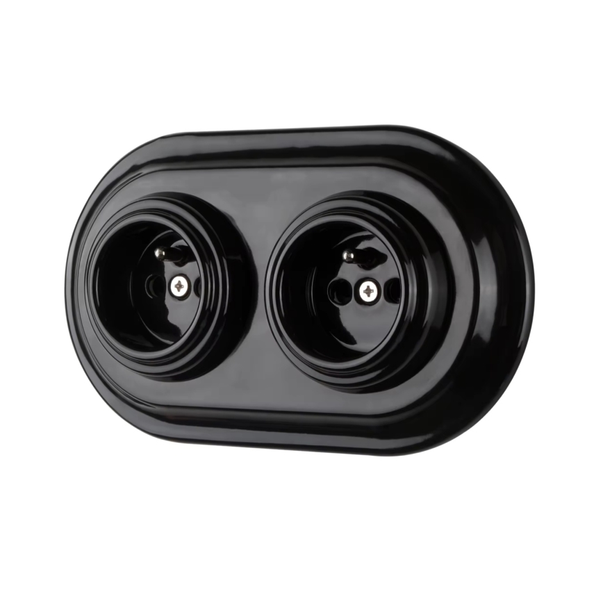 Bohemia-Design - Doppel-Fotorahmen im Retro-Stil aus Porzellan, schwarz