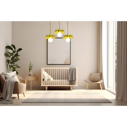 Bohemia-Design - Hängeleuchte mit Kabel 1xE27/60W/230V gelb
