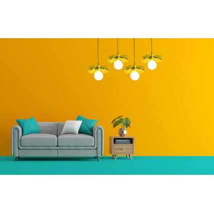 Bohemia-Design - Hängeleuchte mit Kabel 1xE27/60W/230V gelb