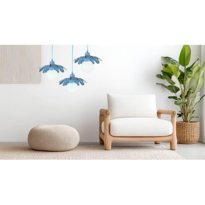 Bohemia-Design - Pendelleuchte mit Kabel 1xE27/60W/230V blau