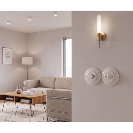 Bohemia-Design - Porzellan Retro-Drehdimmer mit Rahmen 250V/10A weiß