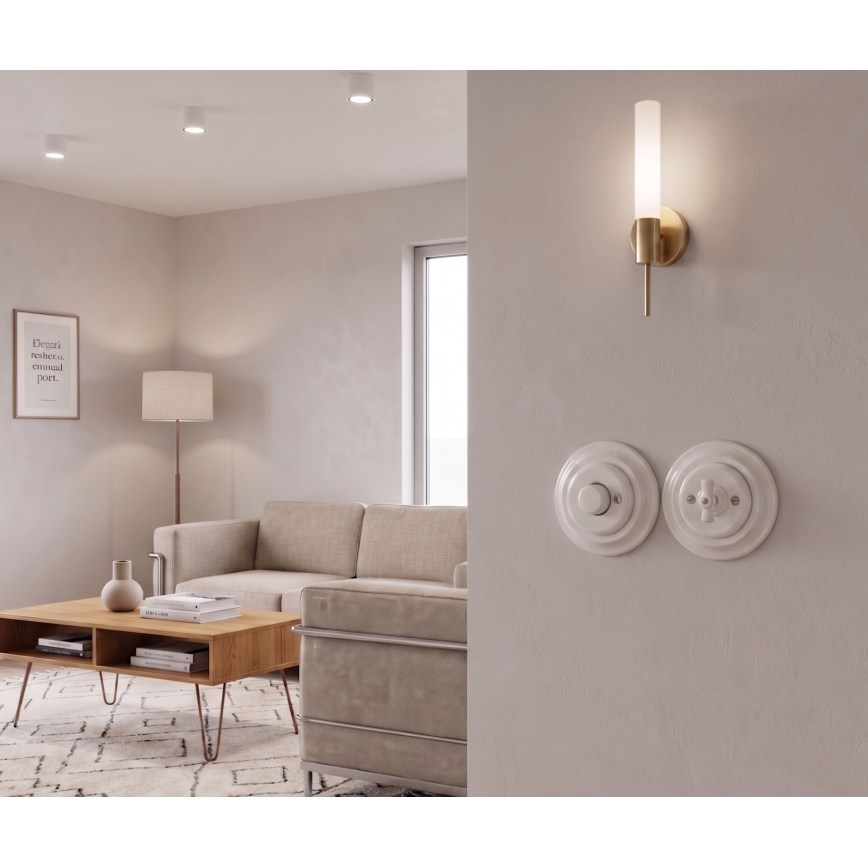 Bohemia-Design - Porzellan Retro-Drehdimmer mit Rahmen 250V/10A weiß