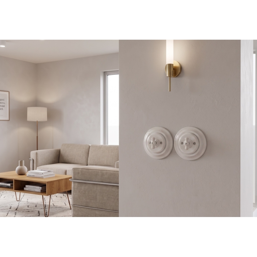 Bohemia-Design - Porzellan-Retro-Drehschalter mit Rahmen Nr. 1 weiß