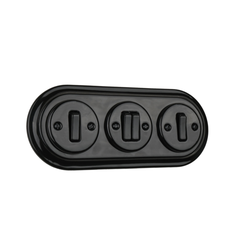 Bohemia-Design - Porzellan-Retro-Dreifach-Bilderrahmen, schwarz