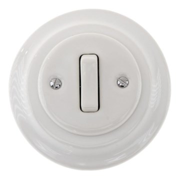 Bohemia-Design - Porzellan-Retro-Einfachschalter mit Rahmen Nr. 1, weiß