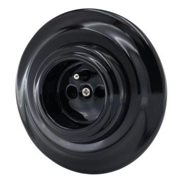 Bohemia-Design - Porzellan-Retro-Haushaltssteckdose mit Rahmen 250V/16A schwarz