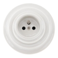 Bohemia-Design - Porzellan-Retro-Steckdose für Hausinstallation mit Rahmen, 250 V/16 A, weiß