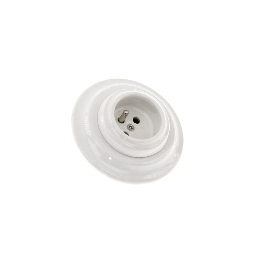 Bohemia-Design - Porzellan-Retro-Steckdose für Hausinstallation mit Rahmen, 250 V/16 A, weiß