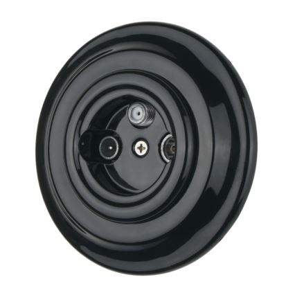 Bohemia-Design - Porzellan-Retro TV/SAT-W-Steckdose mit Rahmen, schwarz