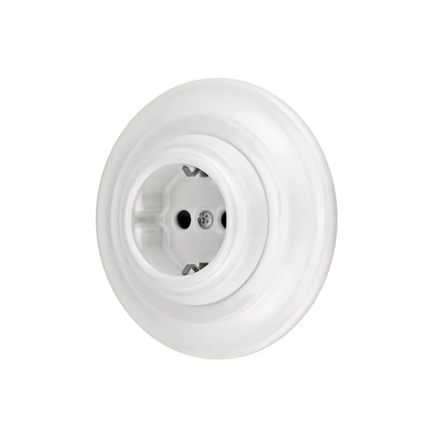 Bohemia-Design - Retro-Porzellan-Steckdose mit Rahmen SCHUKO 250V/16A weiß