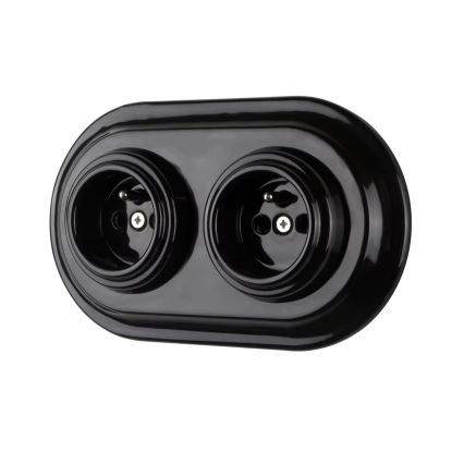 Bohemia-Design - Retro-Haushaltssteckdose aus Porzellan, rahmenlos, 250V/16A, schwarz