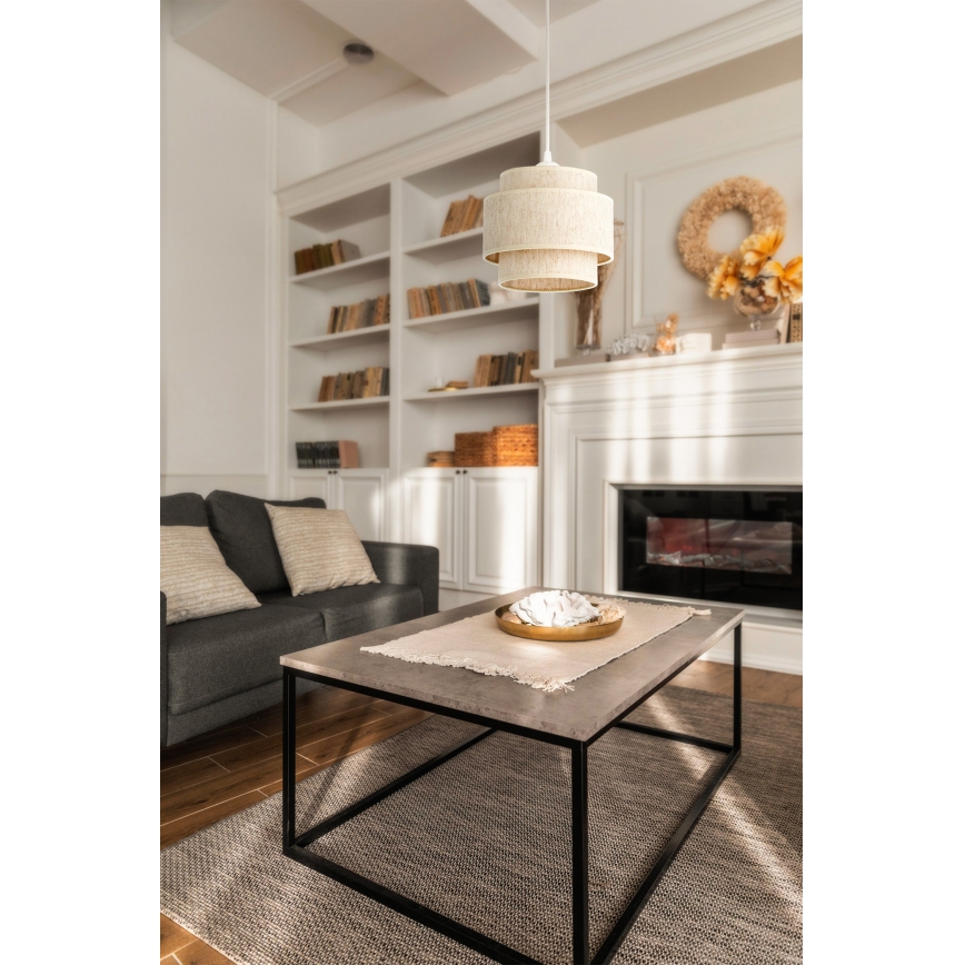 BOHO Pendelleuchte an Kabel 1x E27/60W/230V Ø 20 cm weiß