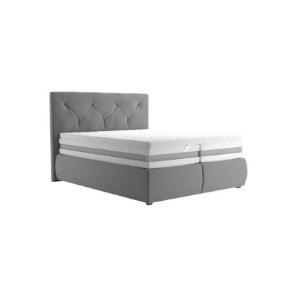 Boxspringbett ELEN 160x200 cm mit Matratze und Topper, grau