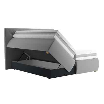 Boxspringbett ELEN 160x200 cm mit Matratze und Topper, grau