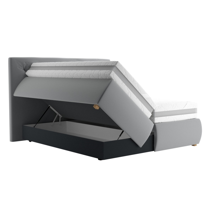Boxspringbett ELEN 160x200 cm mit Matratze und Topper, grau
