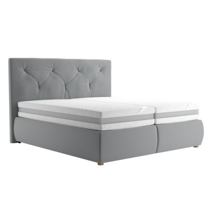 Boxspringbett ELEN 160x200 cm mit Matratze und Topper, grau