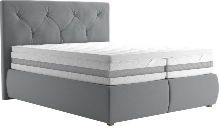 Boxspringbett mit Matratze und Topper ELEN 160x200 cm grau